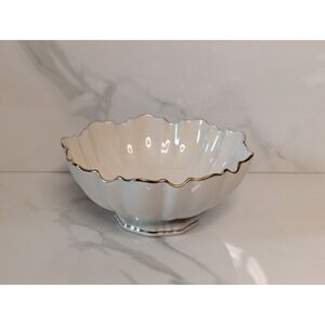 Lenox Symphony Ivory Fine China Scalloped Gold Trim 6 Inch Pedestal Bowl USA
